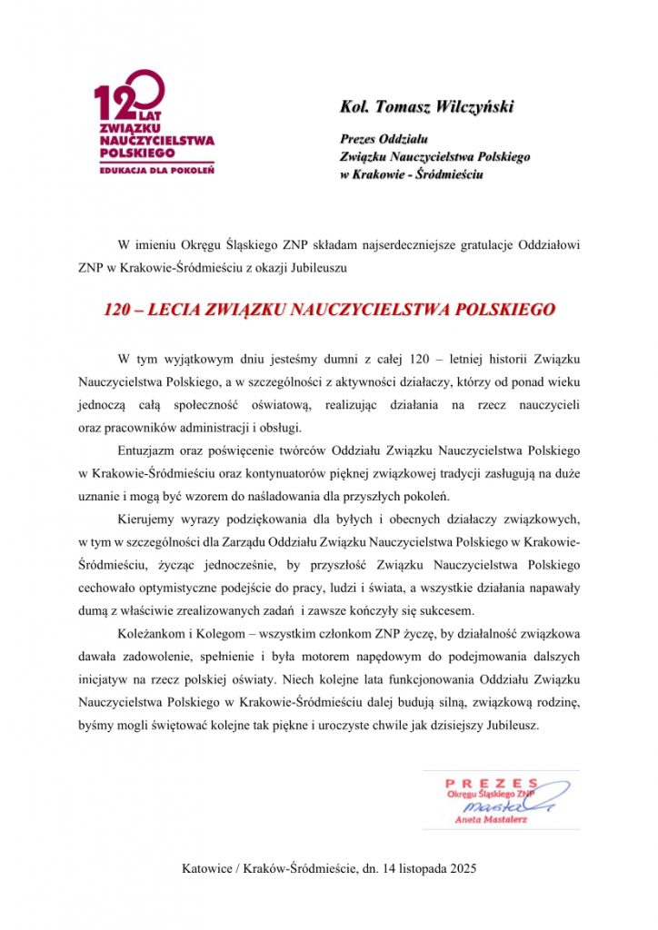 Śloąsk_jubileusz Kraków Śródmieście